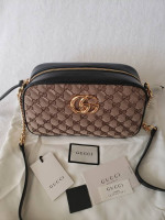 Gucci Marmont Camera Style Crossbody Bag Shoulder Purse GG Monogram