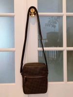 Authentic Dunhill Pattern Printed Leather Crossbody Bag