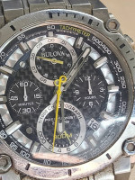 Large/thick Shiny new Bullova chronograph watch, Carbon fiber face