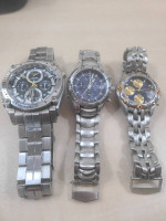 Large/thick Shiny new Bullova chronograph watch, Carbon fiber face