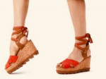 Women’s Sorel Joanie 11 High Ankle Wedge Orange Suede Laceup Sandals Size 6