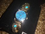 Sterling Silver & Turquoise Watch - cleaned & serviced @ local jeweler