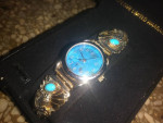 Sterling Silver & Turquoise Watch - cleaned & serviced @ local jeweler