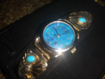 Sterling Silver & Turquoise Watch - cleaned & serviced @ local jeweler