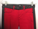 HUDSON RED SKINNY CROP JEANS w BLACK LEATHER DETAIL Sz 26 NEW
