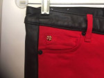 HUDSON RED SKINNY CROP JEANS w BLACK LEATHER DETAIL Sz 26 NEW