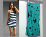 INDAH GREEN STRAPLESS DRESS w BLUE STARS PRINT NEW w TAGS Sz M
