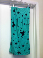 INDAH GREEN STRAPLESS DRESS w BLUE STARS PRINT NEW w TAGS Sz M