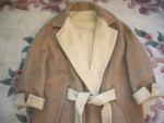 Vintage Real Alpaca Llama Long Hair Wool Coat * Reversible Ivory/Beige
