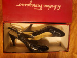 Salvatore Ferragamo Size 6.5 B Black patent leather heels Box