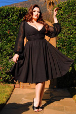 NWT LAURA BYRNES BLACK RETRO PINUP DRESS Sz LARGE NEW