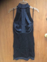 NWT ARDEN B BLUE BLACK SPARKLE BODYCON DRESS CUT OUT BACK Sz M NEW