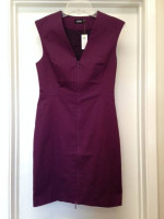 NWT KATE SPADE PLUM PURPLE V NECK ZIP FRONT DRESS Sz 4 NEW w TAGS $160