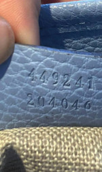 GUCCI Monogram Dollar Calfskin Small Bree Tote Beige Ebony Mineral Blue