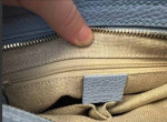 GUCCI Monogram Dollar Calfskin Small Bree Tote Beige Ebony Mineral Blue