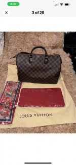 Authentic Louis-vuitton Damier Ebene Speedy 35 Handbag