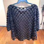 Eileen Fisher See-Through Loose Fitting Shiny Black Shirt, Size S/M