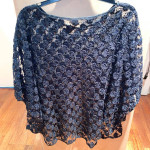 Eileen Fisher See-Through Loose Fitting Shiny Black Shirt, Size S/M