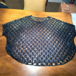 Eileen Fisher See-Through Loose Fitting Shiny Black Shirt, Size S/M