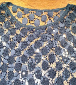 Eileen Fisher See-Through Loose Fitting Shiny Black Shirt, Size S/M
