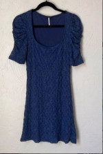 FREE PEOPLE BLUE LACE BODYCON MINI DRESS Sz XS