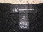 Kaftan 2-piece Blouse 1X INC International Concepts Black w/ Teal Emb