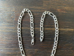 Silver 24" Figaro Chain Necklace 8mm Wide 58 Grams