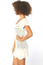 FREE PEOPLE IVORY CROCHET TUNIC DRESS COVER UP Sz SMALL NEW