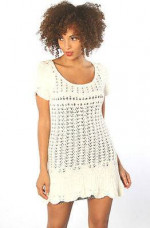 FREE PEOPLE IVORY CROCHET TUNIC DRESS COVER UP Sz SMALL NEW