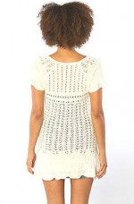 FREE PEOPLE IVORY CROCHET TUNIC DRESS COVER UP Sz SMALL NEW