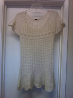 FREE PEOPLE IVORY CROCHET TUNIC DRESS COVER UP Sz SMALL NEW