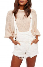 NWT FREE PEOPLE WHITE SHORTS OVERALLS Sz 26 NEW w TAGS