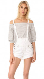 NWT FREE PEOPLE WHITE SHORTS OVERALLS Sz 26 NEW w TAGS