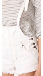 NWT FREE PEOPLE WHITE SHORTS OVERALLS Sz 26 NEW w TAGS