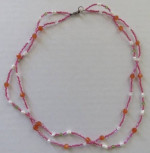 Pink Double Strand Seed Beaded Necklace