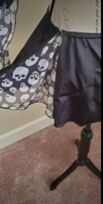 Goth Fairy with real feather wings and skull Halloween costume