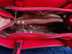 La Terre Fashion Red Satchel Pebbled Leather Handbag