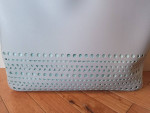 Bath Body Works Gray Tote Bag Hello Coin Purse Cutouts show Mint Green