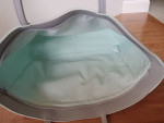 Bath Body Works Gray Tote Bag Hello Coin Purse Cutouts show Mint Green