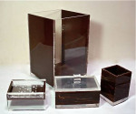 Vintage Lucite Bathroom Set 1970s Brown & Clear 4 Pieces