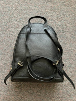 Michael Kors Rhea Zip Pebbled Leather Backpack Black Gold Studded