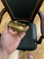 Antique chiseled brass bangle bracelet