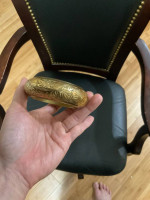 Antique chiseled brass bangle bracelet