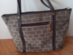 RIONI Signature Ash Brown Cavas and Leather Classic Shoulder Bag/Tote