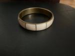 antique bone inlay brass bangle bracelet