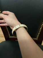 antique bone inlay brass bangle bracelet