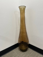 SPAIN xTall Glass Floor Decanter Vase Vintage Moss Handblown Textured