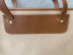 Ghurka Khaki twill / Vintage Chestnut leather Market Tote Bag
