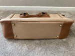 Ghurka Khaki twill / Vintage Chestnut leather Market Tote Bag