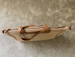 Ghurka Khaki twill / Vintage Chestnut leather Market Tote Bag